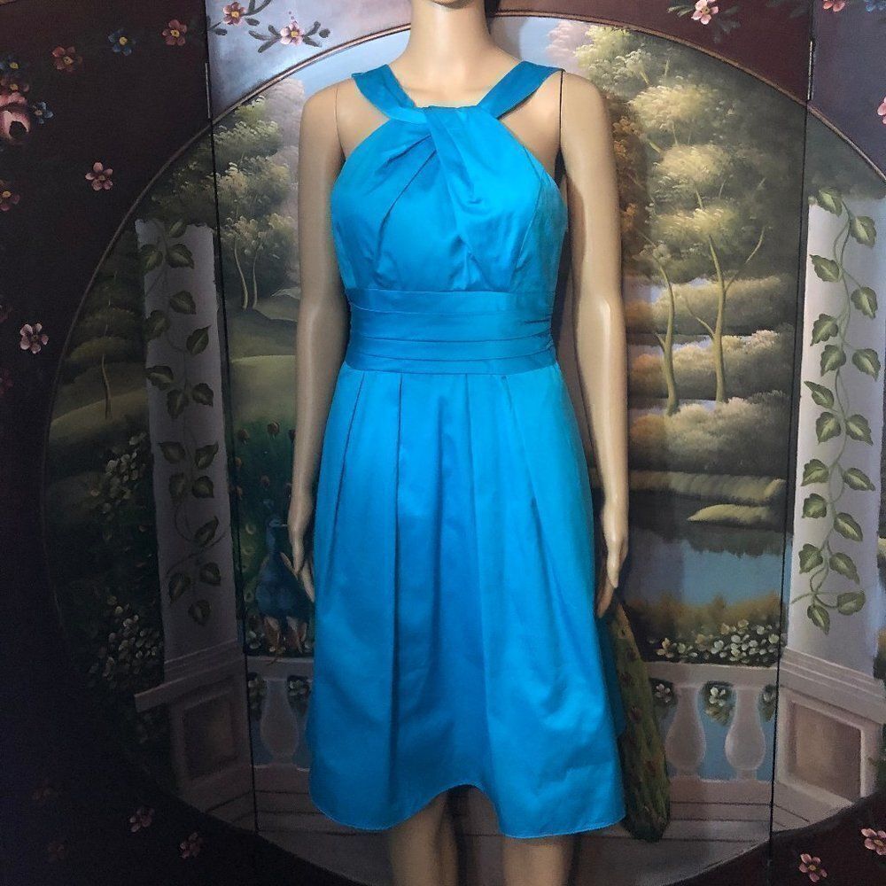 NWOT David’s Bridal Blue Fit & Flare Formal